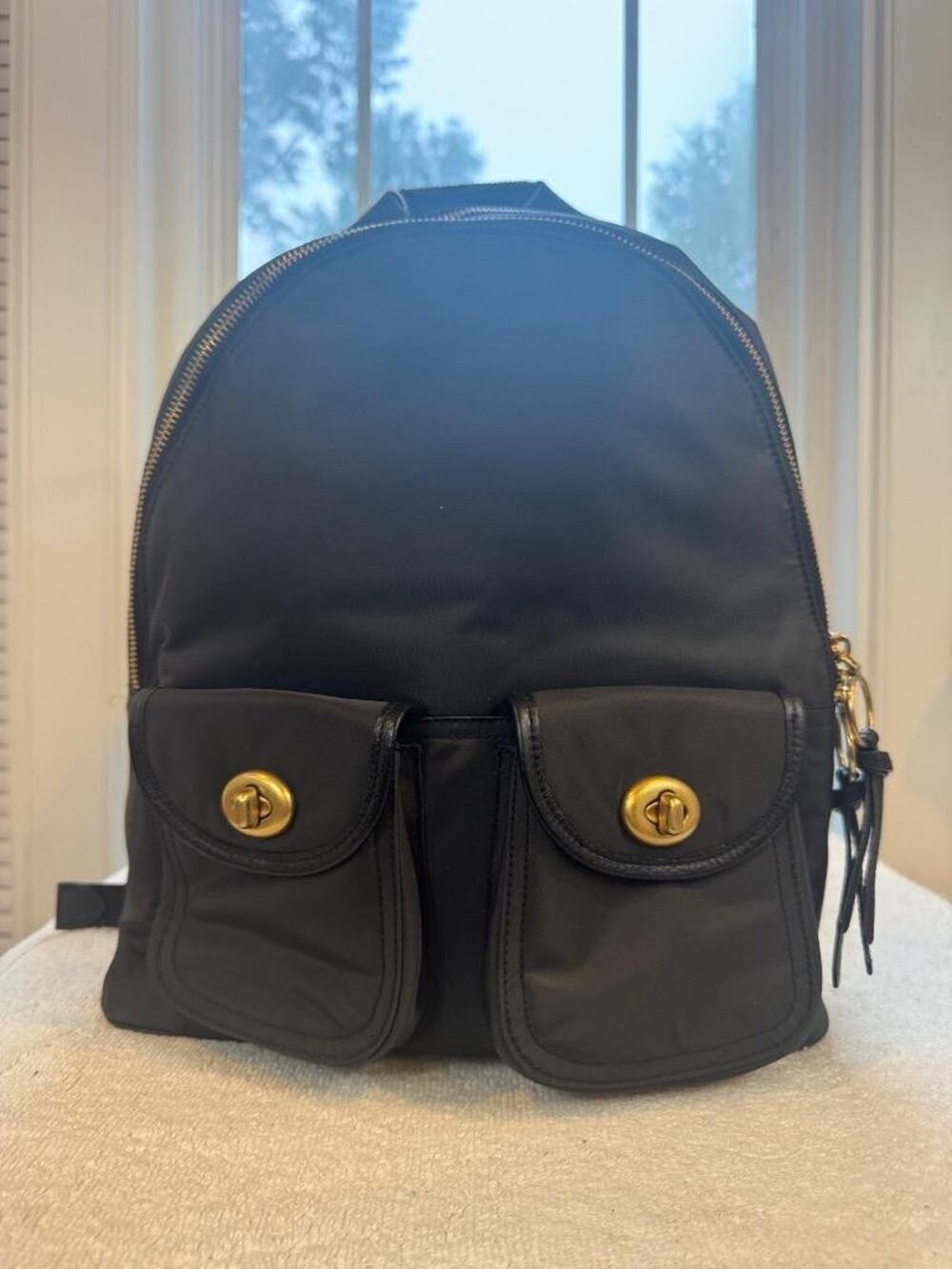 Coach Cargo Carrie Backpack Black Nylon #C2011 (pu110